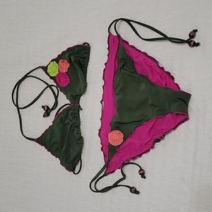 Full coverage bottom, string bikini!!